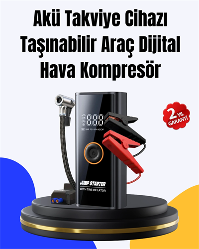 SOS Fenerli Akü Takviye Cihazı Dijital Kompresör Powerbank