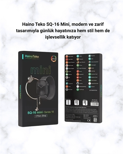 SQ-16 Mini Series 10 Akıllı Saat | Şık ve Hafif Tasarım, 3 Kordon Seçeneği