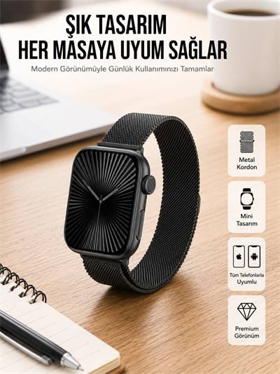 SQ-16 Mini Series 10 Akıllı Saat | Şık ve Hafif Tasarım, 3 Kordon Seçeneği