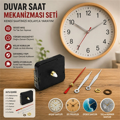 Saat Mekanizma Seti 13 Mm Şaft Uzunluğu Vardır Bx40