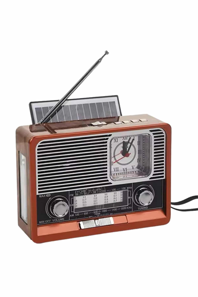 Saatli Fenerli Bluetooth Nostaljik Radyo AUX SD USB Girişli Bluetooth Hoparlör