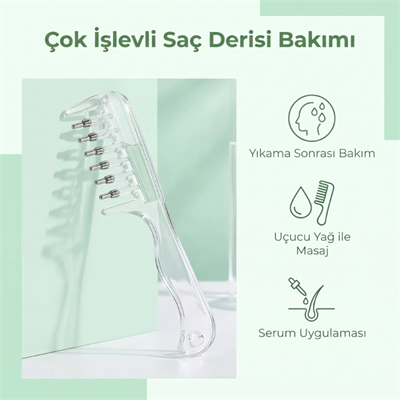 Saç Bakım Yağı ve Serum Uygulama Tarağı Hazneli Masaj Aleti 15x5 cm BX-316433