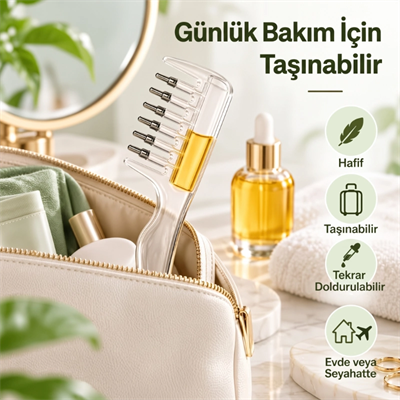 Saç Bakım Yağı ve Serum Uygulama Tarağı Hazneli Masaj Aleti 15x5 cm BX-316433