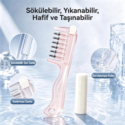 Saç Bakım Yağı ve Serum Uygulama Tarağı Hazneli Masaj Aleti 15x5 cm BX-316433