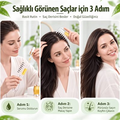 Saç Bakım Yağı ve Serum Uygulama Tarağı Hazneli Masaj Aleti 15x5 cm BX-316433