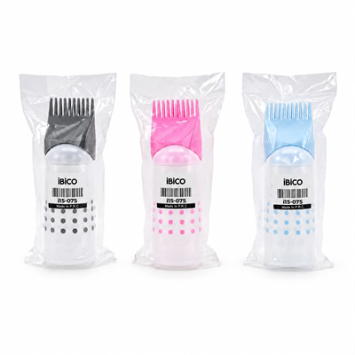 Saç Boyama Tarak Renkli Plastik 6oz Ölçekli - Şeffaf Plastik Şişeli Bx40