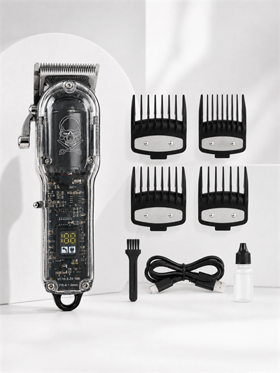 Şeffaf Gövdeli Saç Kesme Makinesi 4 Taraklı Ayarlanabilir Bıçak LCD Ekranlı Şarjlı BX-313657