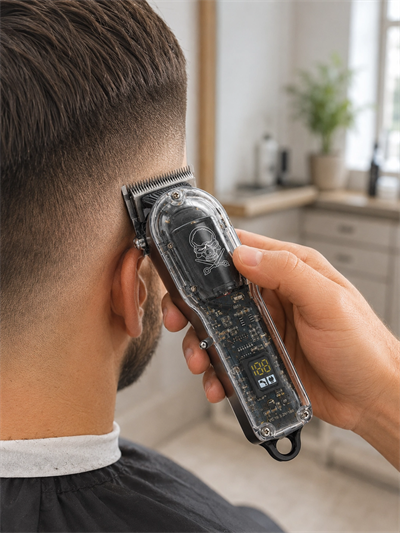 Şeffaf Gövdeli Saç Kesme Makinesi 4 Taraklı Ayarlanabilir Bıçak LCD Ekranlı Şarjlı BX-313657