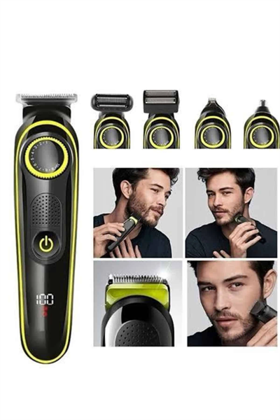 Saç Sakal Vücut Tıraş Makinesi 5in1 Kablosuz Burun Kulak Tıraş Makinesi