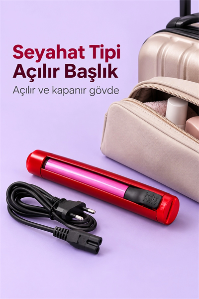 Saç Uçlarına Şekil Veren Seyahat Tipi Maşa ve Düzleştirici
