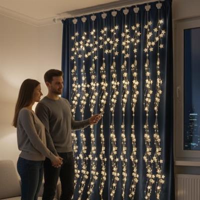 Saçaklı 3*3 Metre Yıldız Boncuklu Dekor Led USB Ev, Oda ve Organizasyon Dekoru hakkında ürün açıklaması (3936)