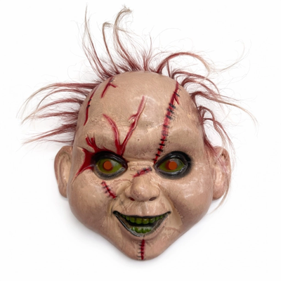 Saçlı Chucky Korku Maskesi – Gerçekçi Dikişli ve Detaylı Maske