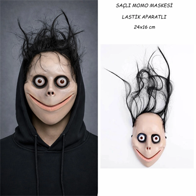 Saçlı Momo Korku Maskesi 24x16 cm