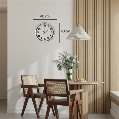 Sade Tasarım Beyaz 40 Cm Metal Duvar Saati