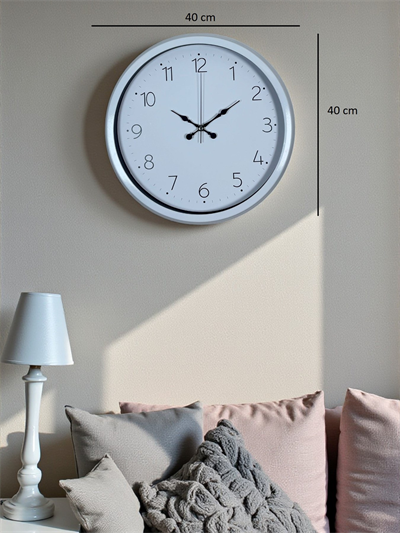Sade Tasarım Beyaz 40 Cm Metal Standart Duvar Saati