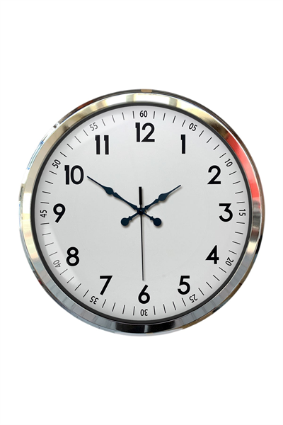 Sade Ve Şık Krom 52 Cm Metal Dekoratif Duvar Saati