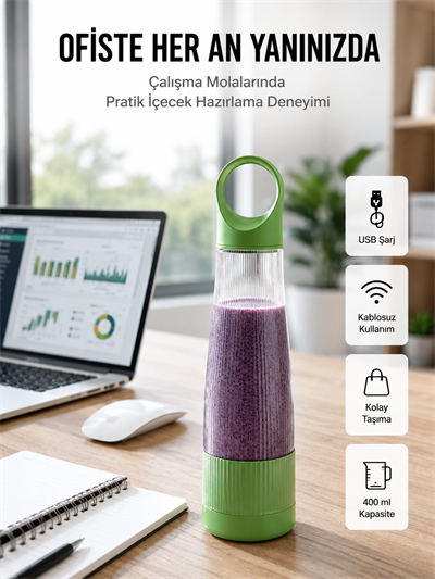 Sağlıklı İçecekler İçin Kompakt USB Şarjlı Blender