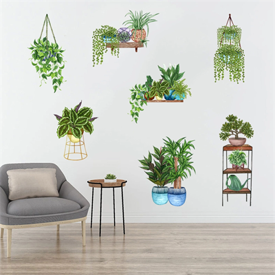 Saksılı Çiçek Tasarımlı Yapışkanlı Sticker Bx40