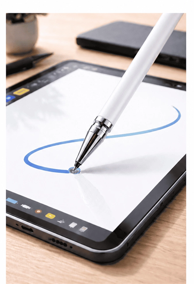 Samsung A12 Uyumlu Dokunmatik Stylus Kalem Disk Uçlu Hassas Beyaz Tablet Telefon Çizim Kalemi