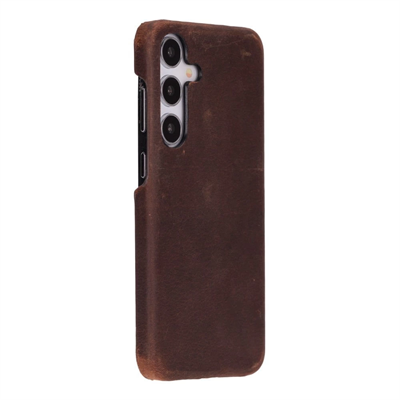 Samsung Galaxy S25 Plus Uyumlu, Hakiki Deri, El Yapımı Arka Kapak, Antik Kahve