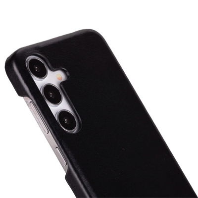 Samsung Galaxy S25 Plus Uyumlu, Hakiki Deri, El Yapımı Arka Kapak, Kömür Siyah