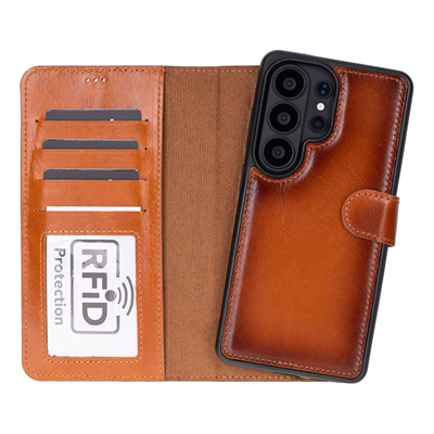 Hakiki Deri Manyetik Cüzdan Kılıf Samsung S26 Ultra Uyumlu RFID Korumalı BX-313511