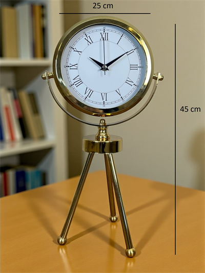 Saray Zarafeti Gold Tripod Üç Ayaklı Metal Masa Saati