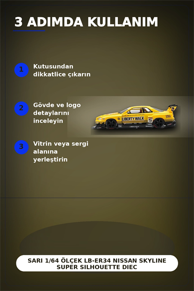 Sarı 1/64 Ölçek LB-ER34 Nissan Skyline Super Silhouette Diecast Model Araba BX-313332