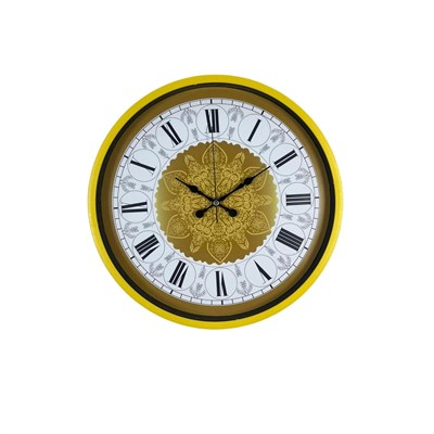 Sarı 36 Cm Desenli Dekoratif Duvar Saati