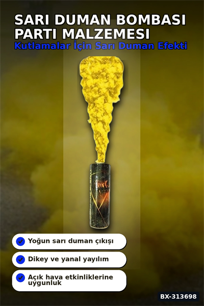 Sarı Duman Bombası 1 Adet Renkli Sis Çıkaran Parti Organizasyon Malzemesi BX-313698