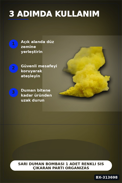 Sarı Duman Bombası 1 Adet Renkli Sis Çıkaran Parti Organizasyon Malzemesi BX-313698