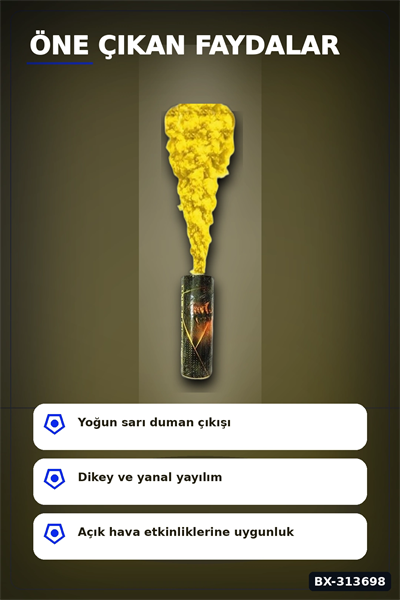 Sarı Duman Bombası 1 Adet Renkli Sis Çıkaran Parti Organizasyon Malzemesi BX-313698