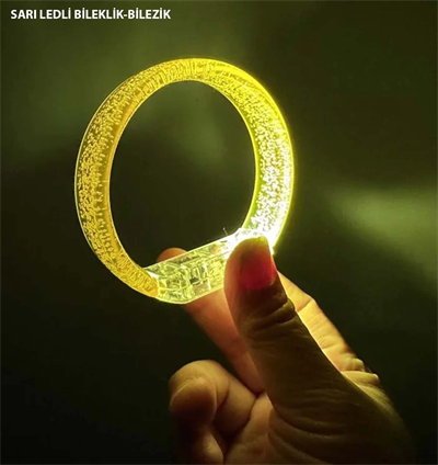 Sarı Led Işıklı Baskı Yapılabilen Pilli Bileklik Bilezik