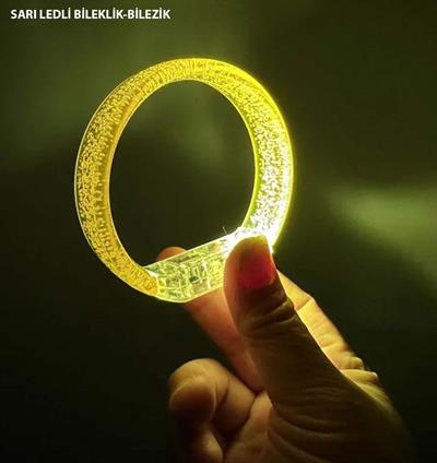 Sarı Led Işıklı Baskı Yapılabilen Pilli Bileklik Bilezik 1,5 cm Genişlik (3936)