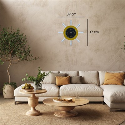 Sarı Modern Kavelalı Dümen Duvar Saati