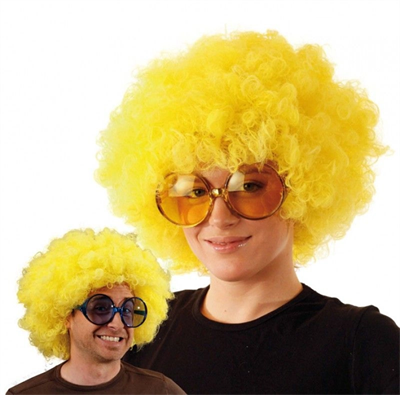 Sarı Renk Kıvırcık Afro Bonus Peruk Bx40
