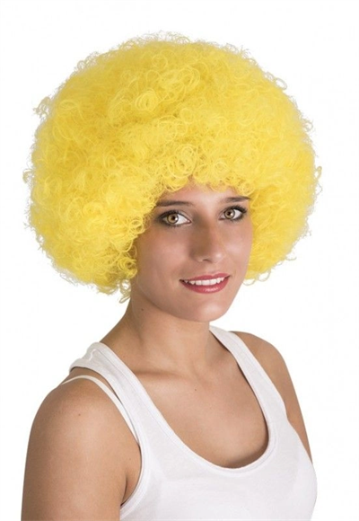 Sarı Renk Kıvırcık Afro Bonus Peruk Bx40