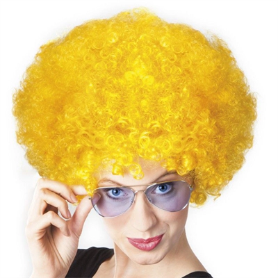 Sarı Renk Kıvırcık Afro Bonus Peruk Bx40