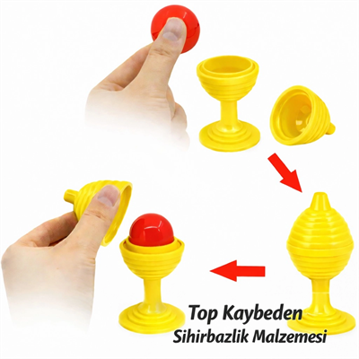 Sarı Renk Sihirli Kupa Top Kaybetme Oyunu 7 cm