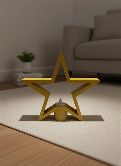 Sarı Yıldız Mumluk Modern Salon ve Raf Dekoru