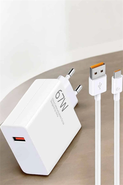 Şarj Aleti 67W Hızlı Şarj Turbo Type-C Uyumlu Şarj Adaptörü Kablosu