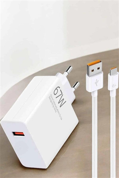 Şarj Aleti 67W Hızlı Şarj Turbo Type-C Uyumlu Şarj Adaptörü Kablosu