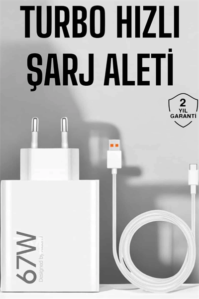 Şarj Aleti 67W Hızlı Şarj Turbo Type-C Uyumlu Şarj Adaptörü Kablosu