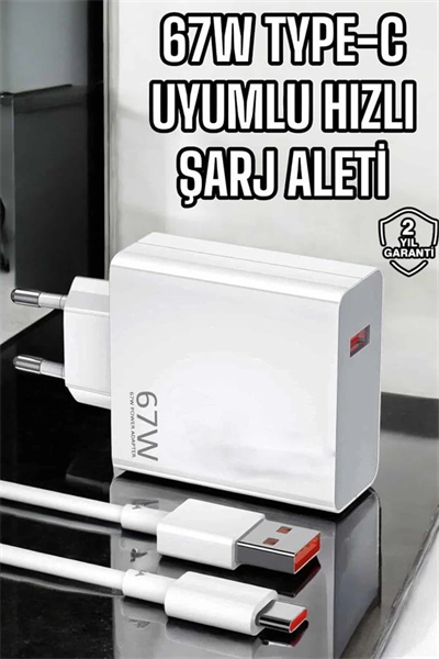 Şarj Aleti Turbo Hızlı 67W Type-C Hızlı Şarj