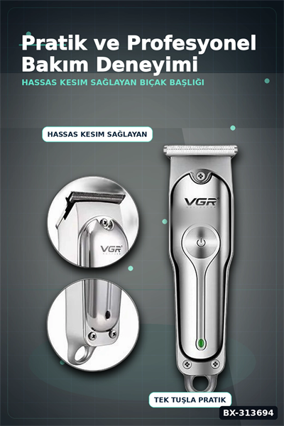 Şarj Edilebilir 0 Bıçak Kafalı Profesyonel Saç Kesme Ve Tıraş Makinesi BX-313694
