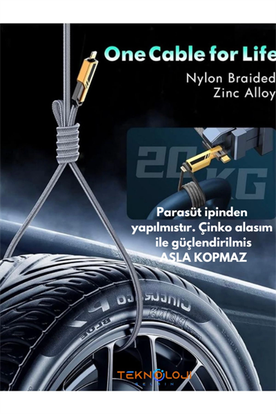 Şarj Kablosu 27W ve 65W Hızlı Şarj Type-C Iphone Hepsi İle Uyumlu Paraşüt İpinden Kopmaz Kablo