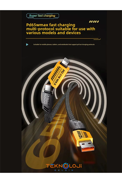 Şarj Kablosu 27W ve 65W Hızlı Şarj Type-C Iphone Hepsi İle Uyumlu Paraşüt İpinden Kopmaz Kablo