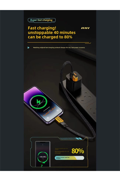 Şarj Kablosu 27W ve 65W Hızlı Şarj Type-C Iphone Hepsi İle Uyumlu Paraşüt İpinden Kopmaz Kablo