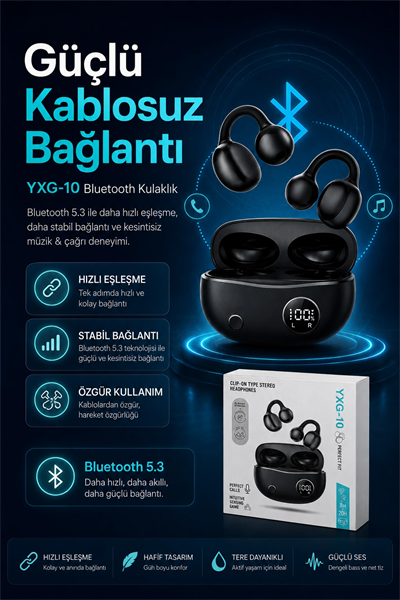 Şarj Kutulu Kulak Kancalı Bluetooth Kulaklık Mikrofonlu Müzik Ve Görüşme Uyumlu