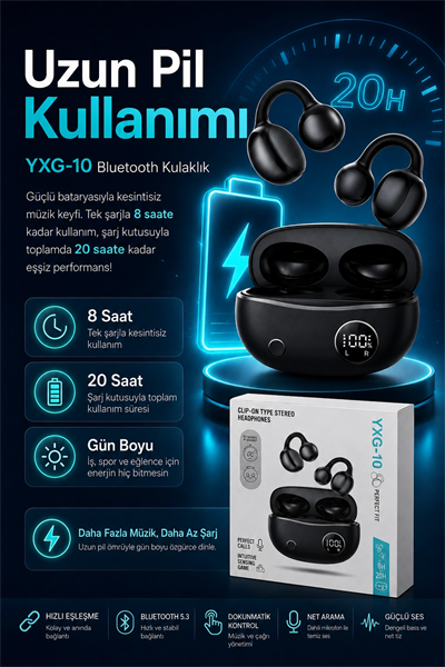 Şarj Kutulu Kulak Kancalı Bluetooth Kulaklık Mikrofonlu Müzik Ve Görüşme Uyumlu
